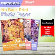 115gsm/135gsm/150gsm A4 Size QUAFF Photo Paper Inkjet No Back Print Photo Paper (100sheets / pack) A