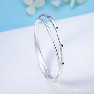 9999Pure silver bracelet for women, four-leaf clover, two interlocking rings, English letter design,