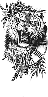 Temporary Tattoos,Rose Tiger Clock,Tiger Tattoos,Real Tattoo Look,Resilience,Lasts 1-2 Weeks,Water-R