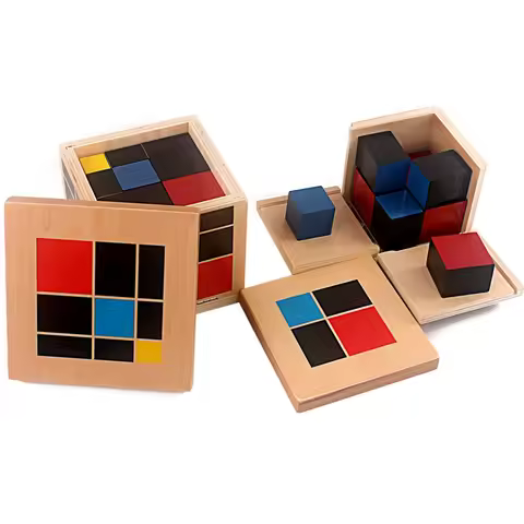 Montessori Arithmetic Algebraic Binomial Cube Trinomial Cube Wooden Toys Mathematics Materials for E