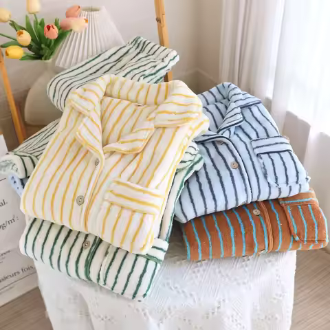 Winter couple pajamas Women's Pajamas Flannel Pajamas 2 Piece Set Warm and Soft Home Clothes men's p