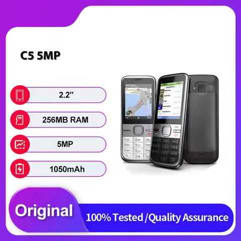 Original Unlocked C5-00 C5-00i 3MP/5MP Single Sim GSM 900/1800 2G Mobile Phone Russian Arabic Keyboa