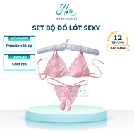 Sexy thong lingerie Set, see-through sexy lingerie, 2-piece lace thong underwear with slit bottom