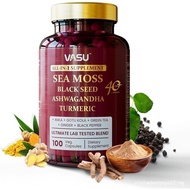 Vasu Sea Moss Capsules - 100 Count - Sea Moss Black Seed Oil  Ginger, Irish Sea Moss Capsules for St