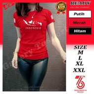 Baju Kaos 17 Agustus Atasan Senam Fitness Training Wanita Merah Putih