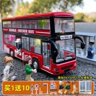 Children's double decker bus, toy boy school bus, oversized toy bus, bus model
