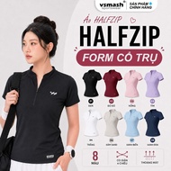 Vsmash Sportswear HALF ZIP High Quality Women's Sports T-Shirt - Lightweight Stretch Cool Gym Runnin