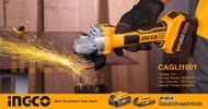 INGCO เครื่องเจียร์แบตเตอรี่ไร้สาย 4 นิ้ว รุ่น CAGLI1001 ( แบต 1 ก้อน พร้อม แท่นชาร์จ ) ( 20V Li-ion