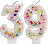 2.8" Pearl Sequin Number Candles-Many Colors 39th 93rd Birthday Gifts Birthday Decorations Birthday 