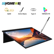 EHOMEWEI portable monitor 16 inches QLED 2.5K resolution 60hz mobile computer expansion switch external screen Black metal frame folding screen 16:10 ratio portable active stylus