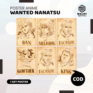 Poster Wanted Nanatsu No Taizai Seven Deadly Sins 1 set (7pcs) size A4