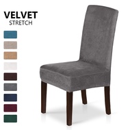 Thick Velvet Dining Chair Cover Extensible Chair Slipcover for Dining Room Kitchen Banquet Keep Warm in Winter