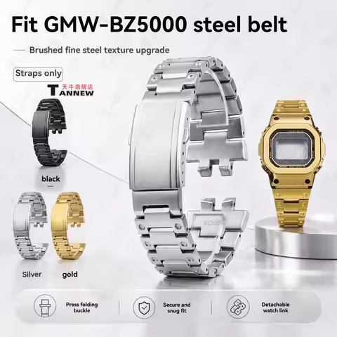 Stainless Steel Strap Compatible with Casio G-Shock Square GMW-BZ5000, Replacement Band for 3575 Mod
