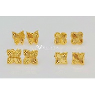 [VJ]NEW!! Earring "L&V Luxury" Studs Earrings 999.9 Bangkok Gold Plated Earrings ELV <Subang Paku>