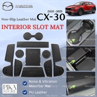 LEATHER Mazda CX30 Slot Mat Anti Slip Mat CX-30 2020-2024 Car Interior Cup Holder Mats Mazda CX30 Ac