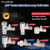 ✕  1PCS Brass Water Purifier Tee Filter Inlet Tee 1/2IN To 3/8IN Ball Valve Connector RO Water Purifier Accessories