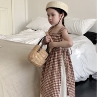 Gingham Pinafore Dress apron Skirt Girls Pinafore Apron Korean Dress OUTER ONLY