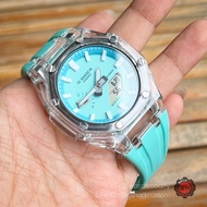 G-Shock GA-2110 Tiffany Blue Dial Transparent Case with Tiffany Mint Blue Rubber Strap