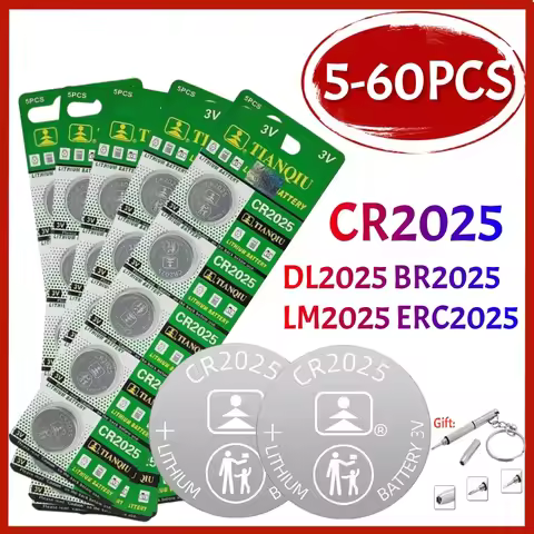 5-60PCS CR2025 Lithium Button Battery 3V 160mAh DL2025 BR2025 5003LC LM2025 Coin Cell Watch Batterie