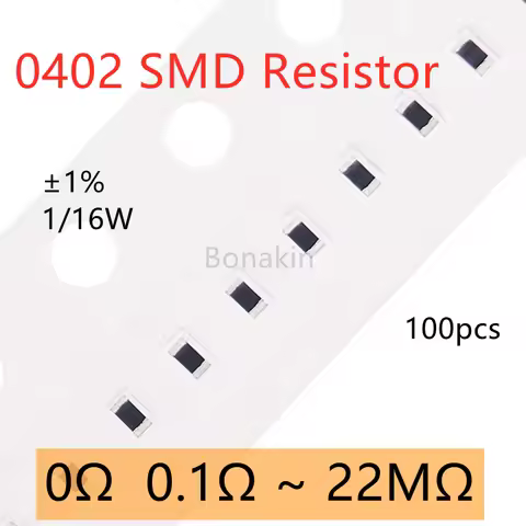 100pcs 0402 1% SMD Resistor 0R 4.7Ω 10 ohm 22R 33R 100R 120R 200R 470R 1K 1.5K 2K 2.2K 4.7K 5.1K 10K