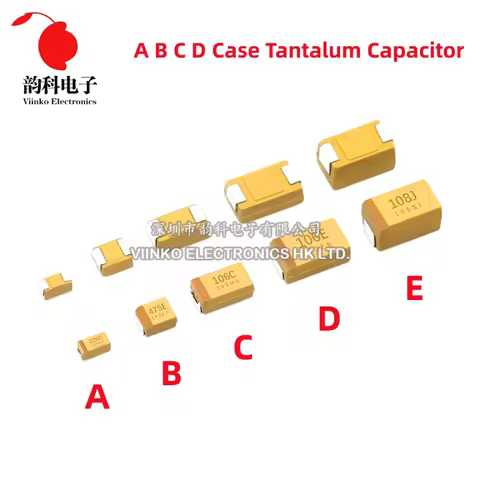 10pcs A B C D Case Tantalum Capacitor 6V 10V 16V 25V 35V 50V 0.1UF 1UF 2.2UF 4.7UF 10UF 22UF 33UF 47