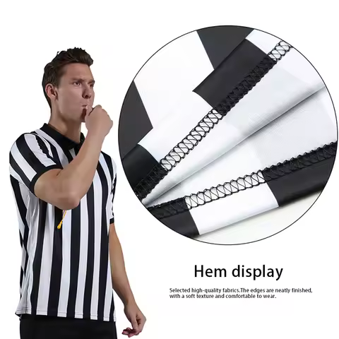 Breathable Cosplay Referee Costume Stripe Short Sleeve Uniform for Basketball Football T-Shirt Volle