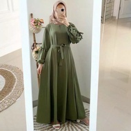 GAMIS TERBARU TALI PINGGANG SIZE L LD 110CM PB 135CM ADA 5 WARNA HIJAU ARMY DASTY HIJAU BOTOL MAROON