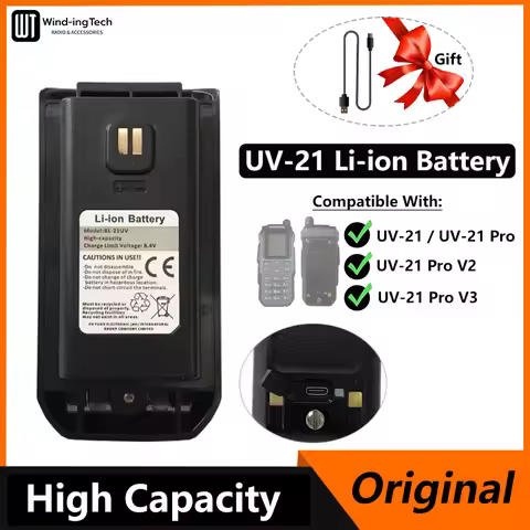 Baofeng UV-21 Pro V2 Li-ion Battery Original High Capacity DC 8.4V Type-C Charge UV21 Pro BL-21UV Ba