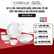Bộ Chén Dĩa 4 món CORELLE SET-4-OG-4 Olive Garden- Thủy tinh Cao cấp Vitrelle- Nhập Khẩu Mỹ