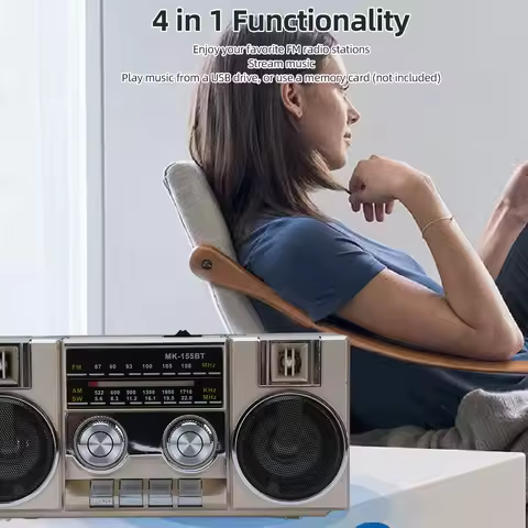 Portable FM AM SW Radio Full Band Clear Sound Quality Radio with RGB Bluetooth Speaker for Garden Pa