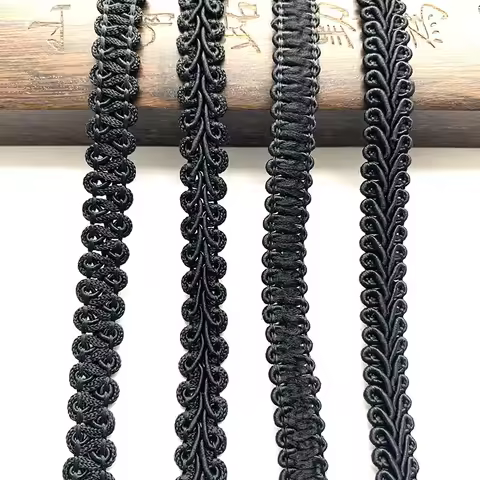 5m/16.4ft Each Pack 1.2cm Wide Curtain Centipede Curve Lace Trim Handmade DIY Craft Sewing Black Rib
