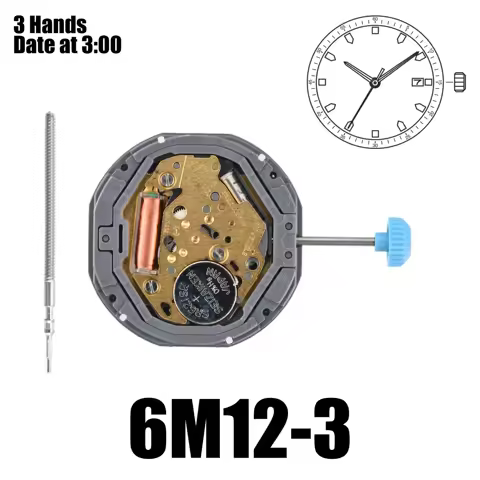6M12 Movement Miyota 6M12 Movement 3 Hands Date at 3:00