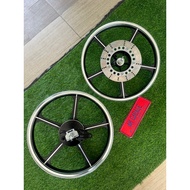 Rim KH100 YTEQ Fullset PNP RXZ hub brek original siap powder dan hub spoket siap powder kawasaki
