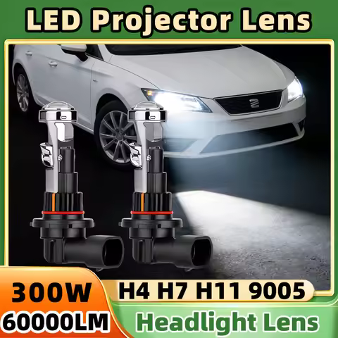 High Power 300W H7 H11 LED Headlight Lens Projector H4 H8 H9 9005 HB3 60000LM 1:1 Mini Wireless Plug