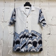 เสื้อฮาวายลายฉลาม shark hawaii ไซส์ m l xl 2xl 3xl 4xl ผ้าไหมซาตินอิตาลี่💯% เนื้อผ้านิ่มสวมใส่สบายไม