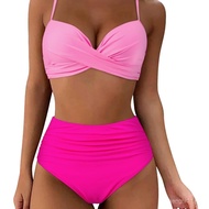 Three-Point Design Sense Twelve-Color Sling Fashion Leopard Print Solid Color Bikini Split Swimsuit 