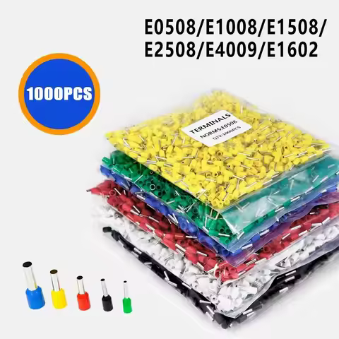 1000PCS Electrical Wire Ferrules Tubular Crimp Cable Terminals Connectors E0508 E1008 E1508 E2508 E4