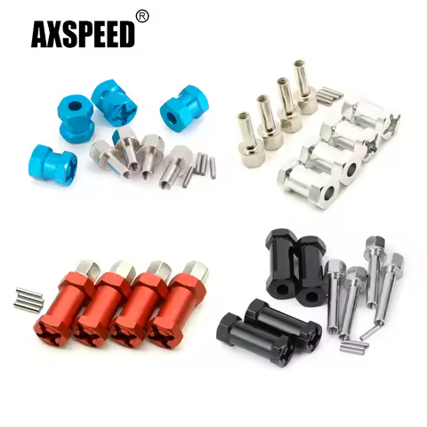 AXSPEED 4pcs Aluminum 12mm Hex Wheel Hub Drive Adaptor 15/20/25/30mm Extension Combiner Coupler for 