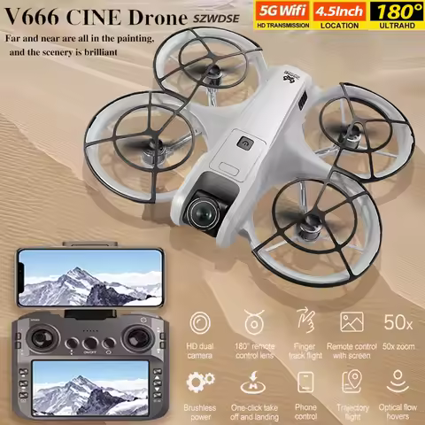 V666 Drone 4K Profession HD Wide 180° Angle Camera WiFi FPV RC Dron Height Keep Helicopter 4.5inch L