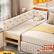 Splicing Bed Connecting Children's Bed with Extra Wide Guardrail Solid Wood Seamless Baby Bed Bedsid