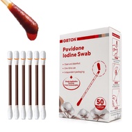 50-Potong Swab Povidone Iodine Pakai Buang, Swab Kapas Iodine, Batang Swab Iodine, Penjagaan Luka, P