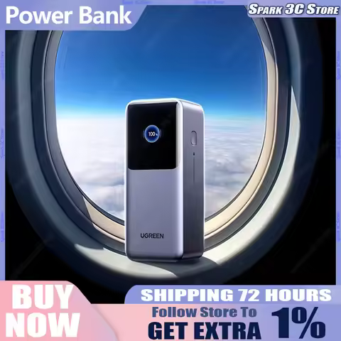 UGREEN 200W 20000mAh Power Bank Fast Charger with Built-in 65CM Cable Portable External Battery