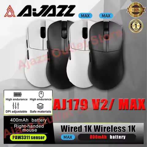 AJAZZ Aj179 V2 / MAX Wireless Mouse Tri Mode E-Sports Game Lightweight Tri-Mode Bluetooth 12000dpi P