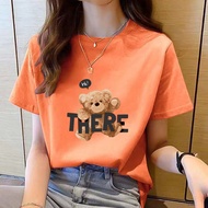 女装上衣时尚2024夏季新款韩版 summer new short sleeve tops for women fashion casual simple print blouse pink loos