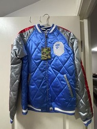 BAPE 藍色菱格紋棒球外套