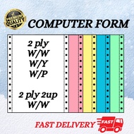 Premium Computer Form NCR Paper - 9.5" x 11" 2Ply NCR 1000Fans [W/W - W/Y - W/P] 2Ply 2Up [W/W]