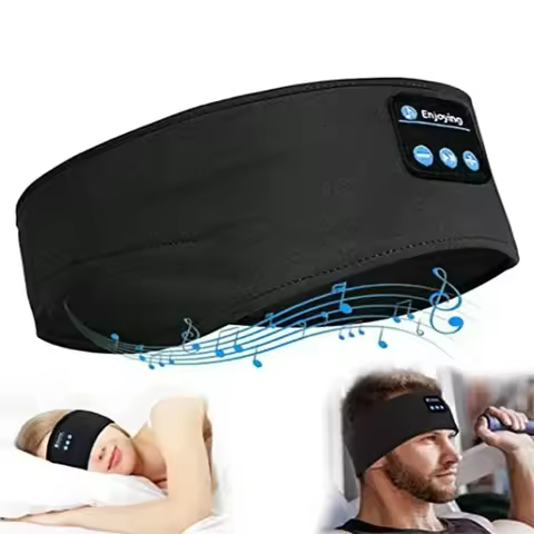 Wireless Bluetooth Headband Earphones Sports Headphones Elastic Headband Music Sleeping Eye Mask Blu