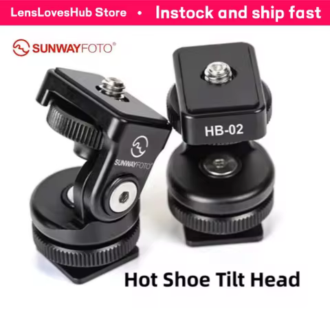 SUNWAYFOTO HB-02 All-Metal Mini Tilt Head 36g CNC Aluminum Hot Cold Shoe Mount ±54° Angle for Canon 