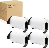 Compatible 4 Pack DK-1247 Die-Cut White Label Paper (4.07" x 6.4" / 103mm x 164mm) with 4 Refillable