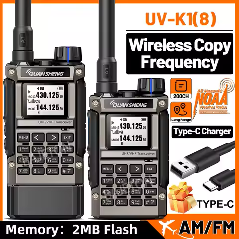 Quansheng UV K1 8 Mini Walkie Talkie Long Range Dual Band VHF UHF Transceiver FM AM Ham Communicatio